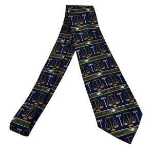NAVY BLUE NOT GUILTY, JUSTICE SCALE, JUDGE’S MALLET MEN’S TIE
